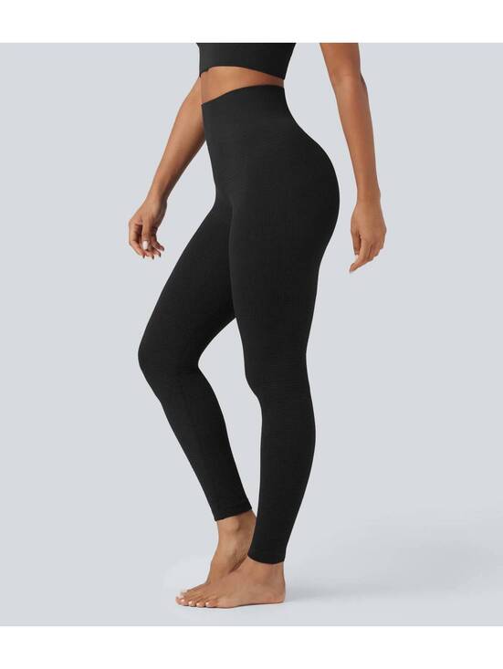 Halara Pants - Halara Seamless Flow Waffle High Waisted 7/8 Leggings Black Size XL